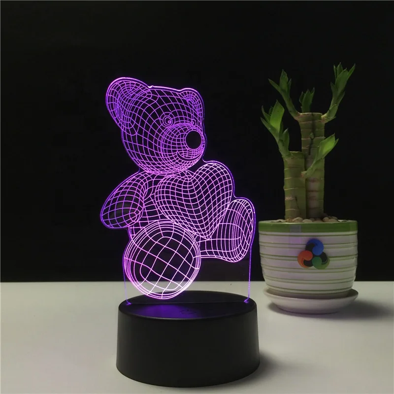 Акриловая 3D визуальная светодиодная лампа, питание от батареи, 3D Оптическая иллюзия, светодиодный ночник с сенсорным выключателем