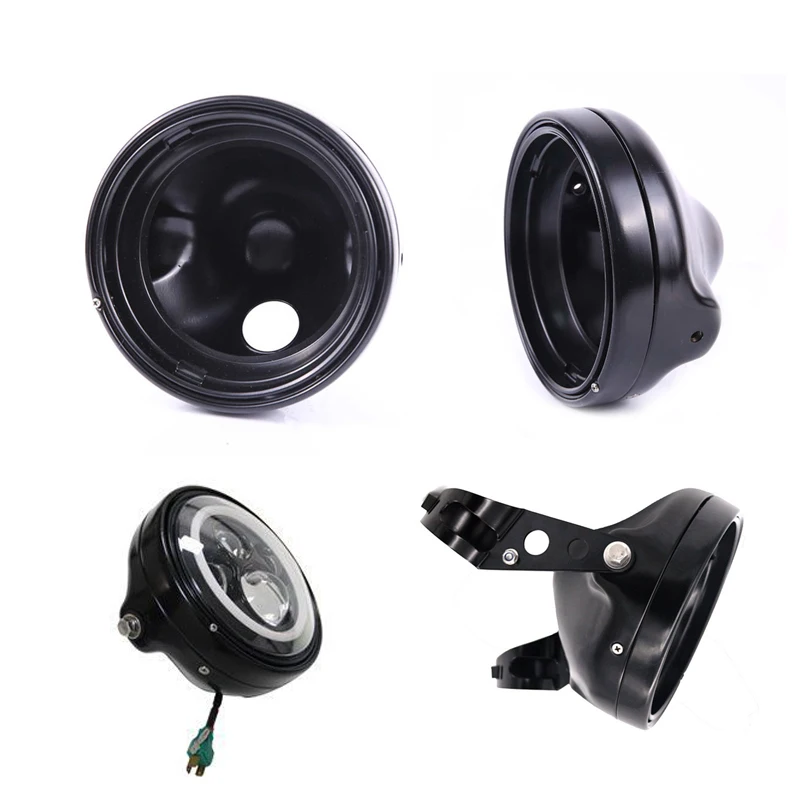 Motorcycle led lamp housing accessory moto light bracket headlamp housing 7 inch  For KAWASAKI for Yamaha Chopper Cafe Racer