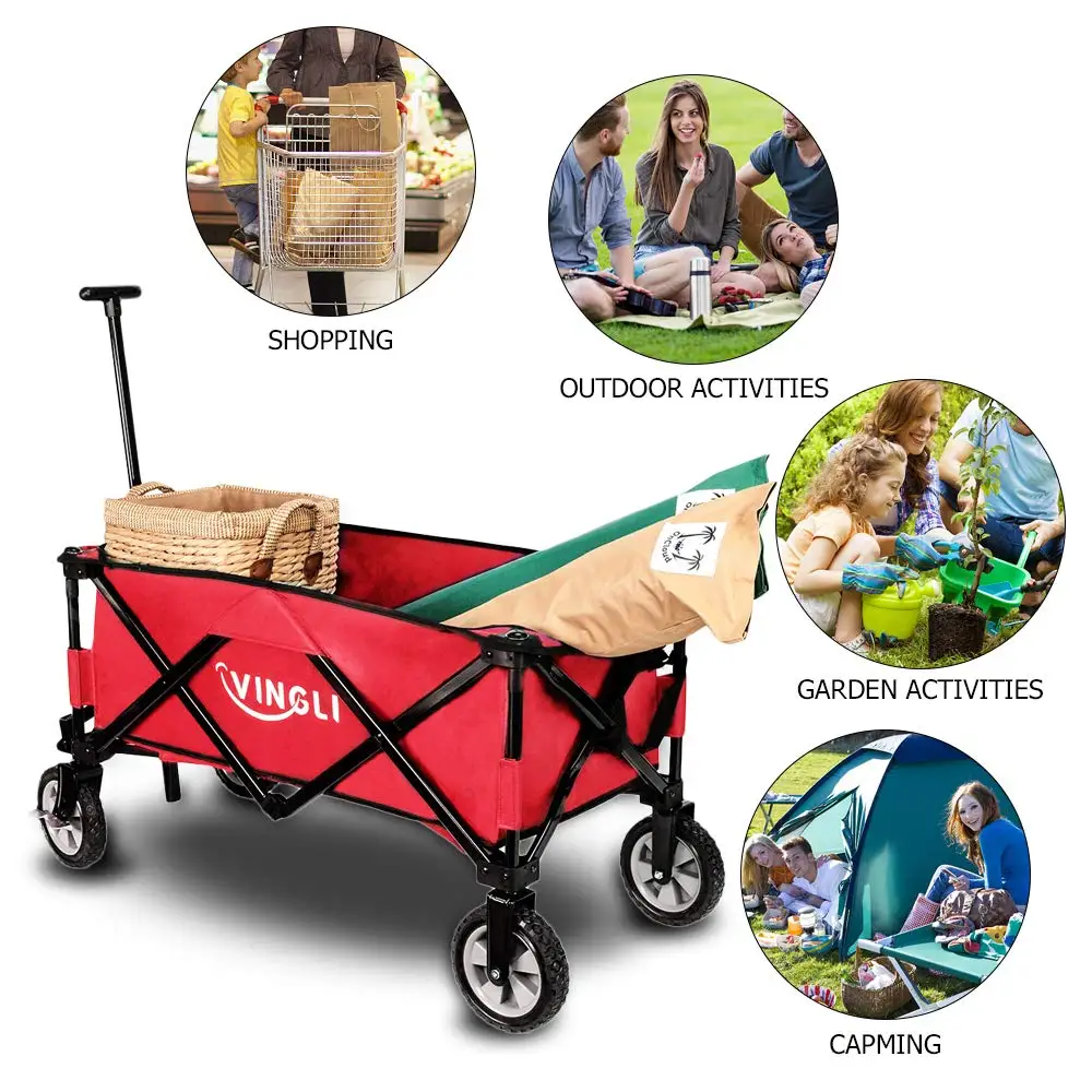 Utility folding wagon wheels scented sand beach wagons 7 inch wheels camping wagons