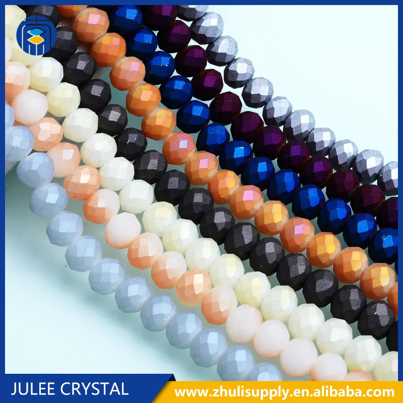
China Crystal Glass Beads Supplier AB Color Faceted Rondelle Czech Glass Beads 