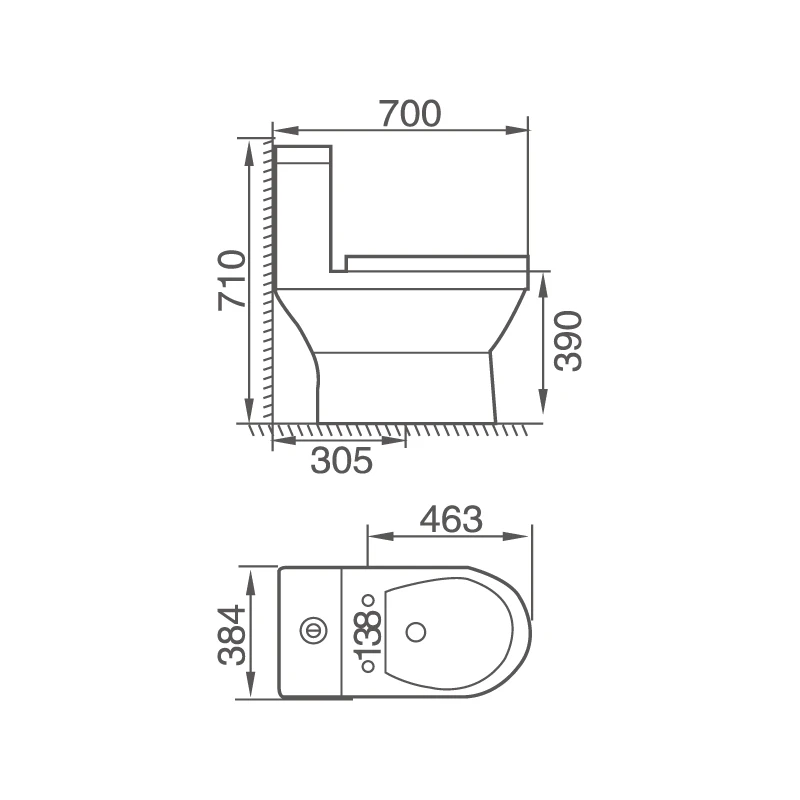 
Sanitary ware S trap siphonic one-piece toilet 