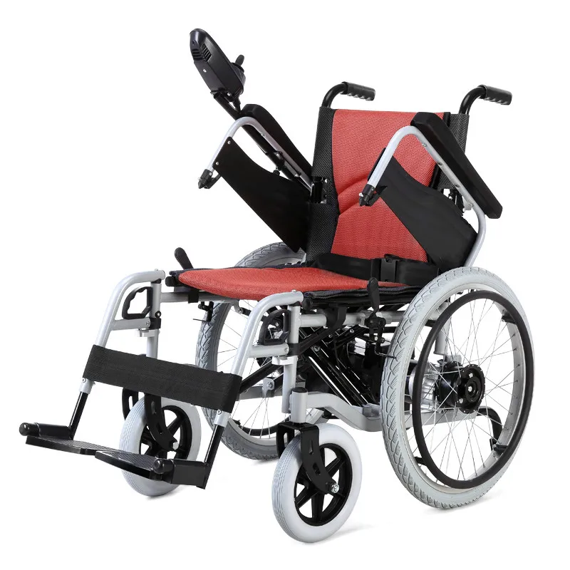 
Amazon hot selling 4 wheels double motor rear wheel drive electric wheelchair 