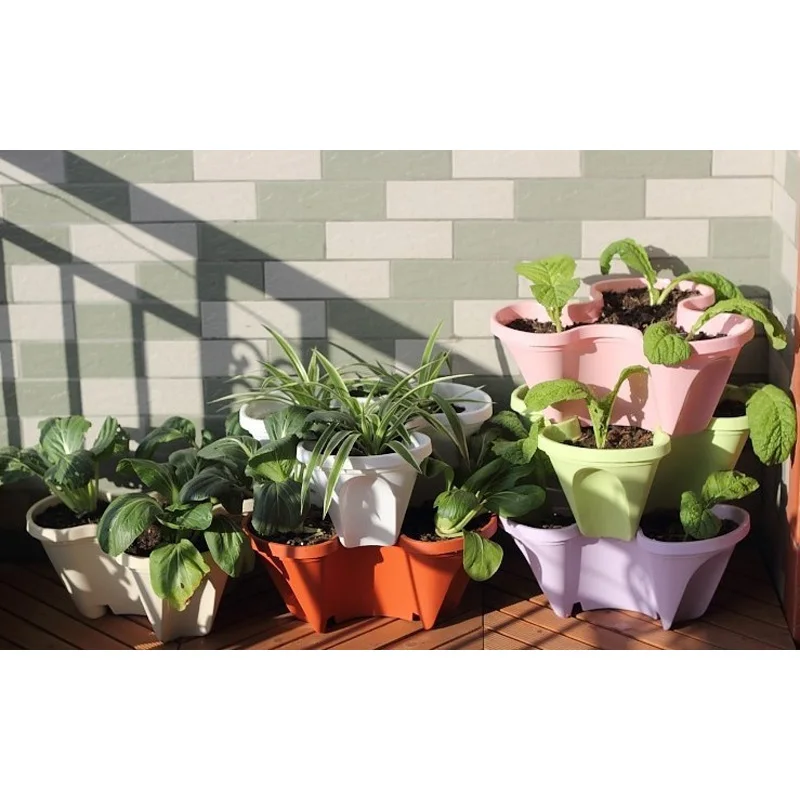 Beautiful colorful polygon plastic flowerpot