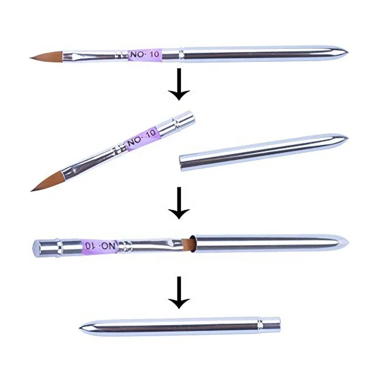 Professional Pure Kolinsky Hair Nail Art Detachable Brush For Acrylic Powder Carving Nail Paint Design Acrylic Brush For 3d Art