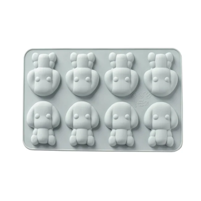 
8 Cavity Shape Reusable Custom Pet Silicone Chocolate Mold 