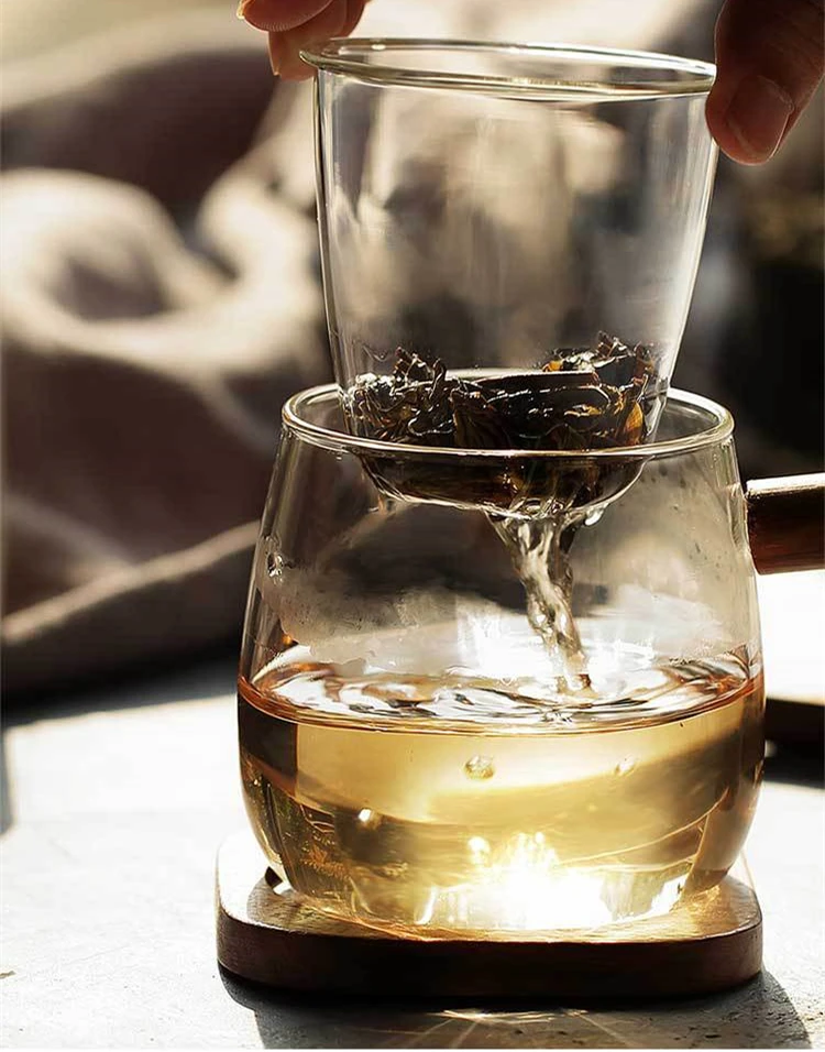 Wholesale  Creative Heat Resistant 300 ml  Tea Glass Cup With Coaster and Handle