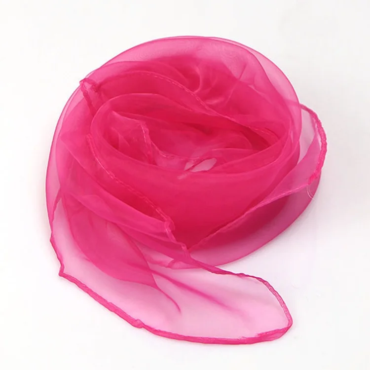 Scarves Custom Chiffon Solid Square Small Hair Silk Scarf 60*60cm