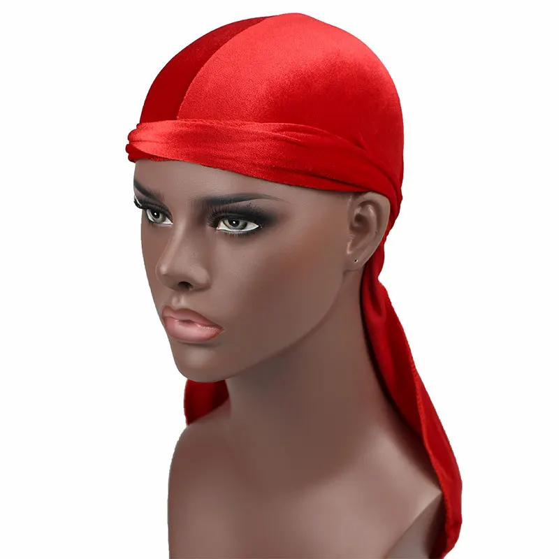 Мужская бархатная бандана-тюрбан головной убор мужские головные уборы Durag волнистые повязка на голову аксессуары для волос Du Rag