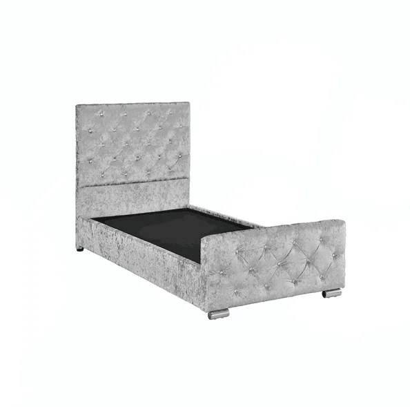 Bedroom furniture grey crushed velvet upholstered bed