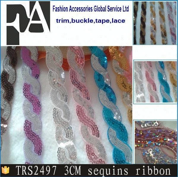 
Cheap 8 Shape Flowers Sequin Ribbon of Decorative Trim 