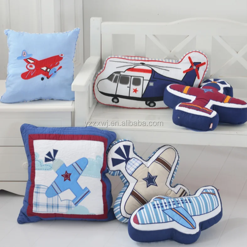 free sample car shape airplane shape pillow for children car pillow for kid 100% cotton cushion for kids