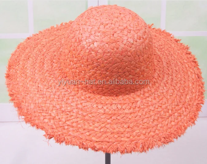 
2020 Wholesale Sunshade Ladies Straw Hats With Wide Brim Frayed <span style=