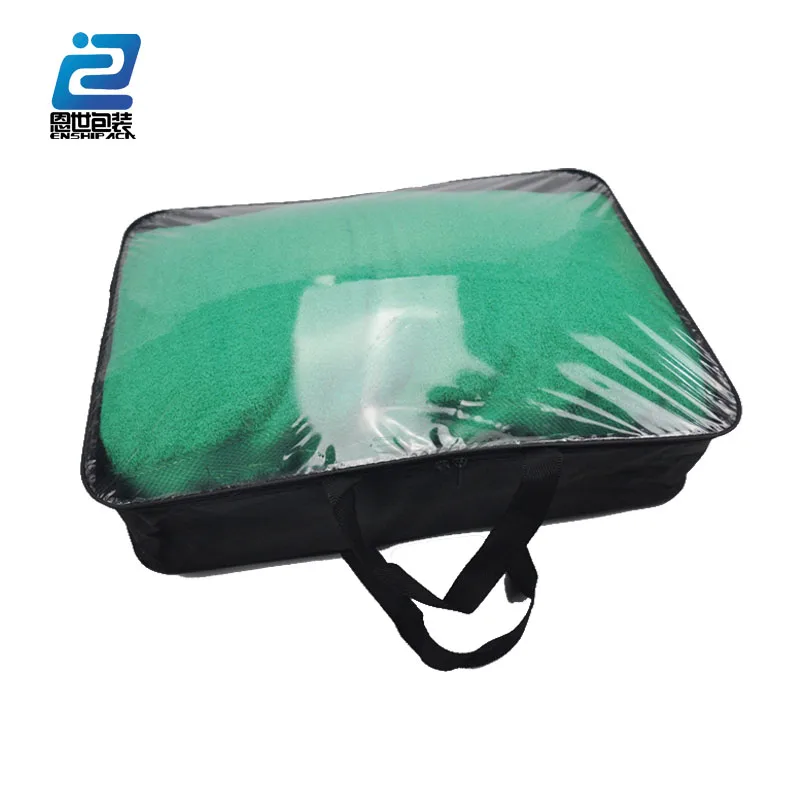 Clear PVC Blanket Packaging Bag With Handle Pillow Zipper Vinyl Storage Bag