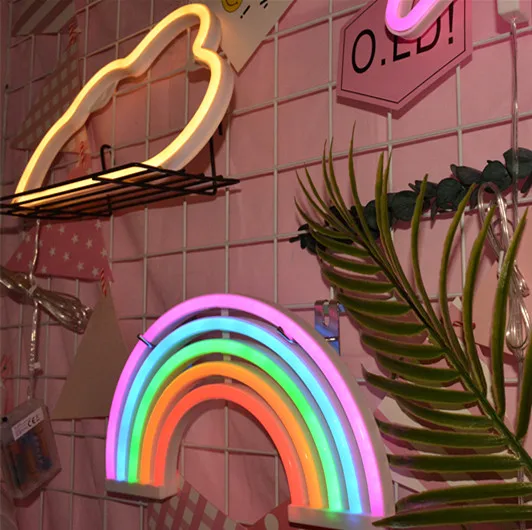 battery powered led light Or USB Drive wall neon light 3d rainbow led night lamp custom neon lights bedroom lamps home decor
