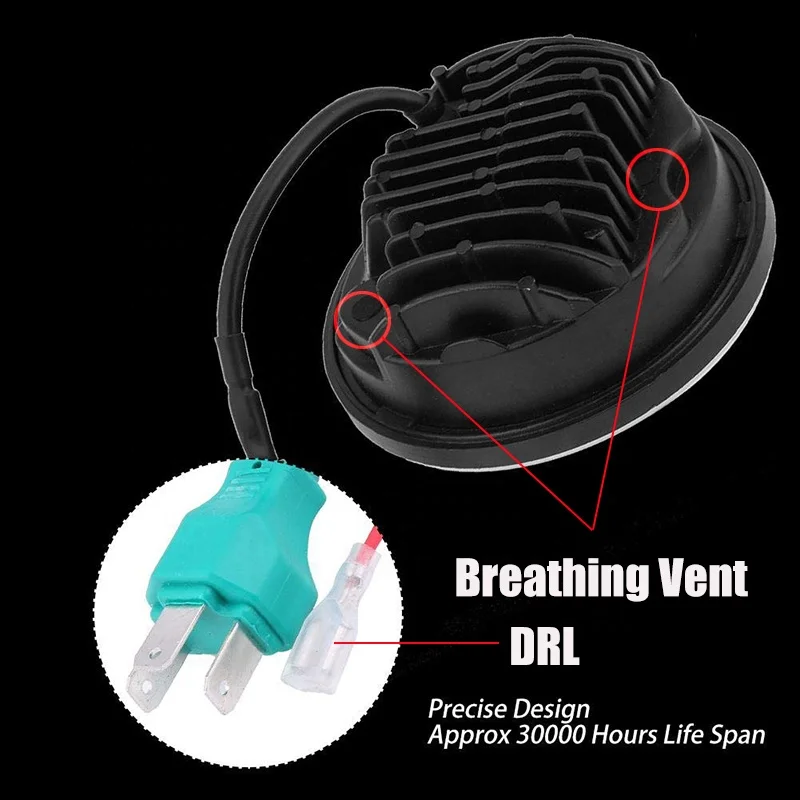 5.75 Inch Super Bright LED Headlight for Motorcycles Black Waterproof Shockproof Aluminum Metal 5.75 Motorcycles Headlights