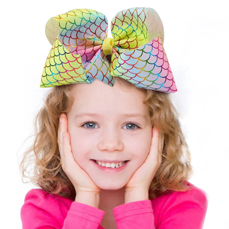 Wholesale 8 Inch JOJO Print Grosgrain Hair Ribbon Bow for kids (60563044041)