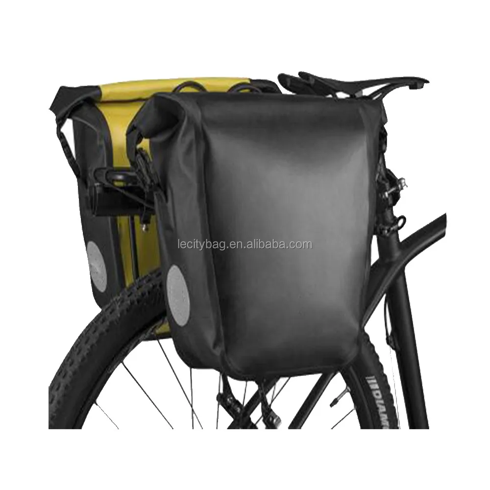 Heavy duty PVC tarpaulin RF welded seams TPU nylon bike rack grocery carrier waterproof dry saddle bag bicycle pannier bags