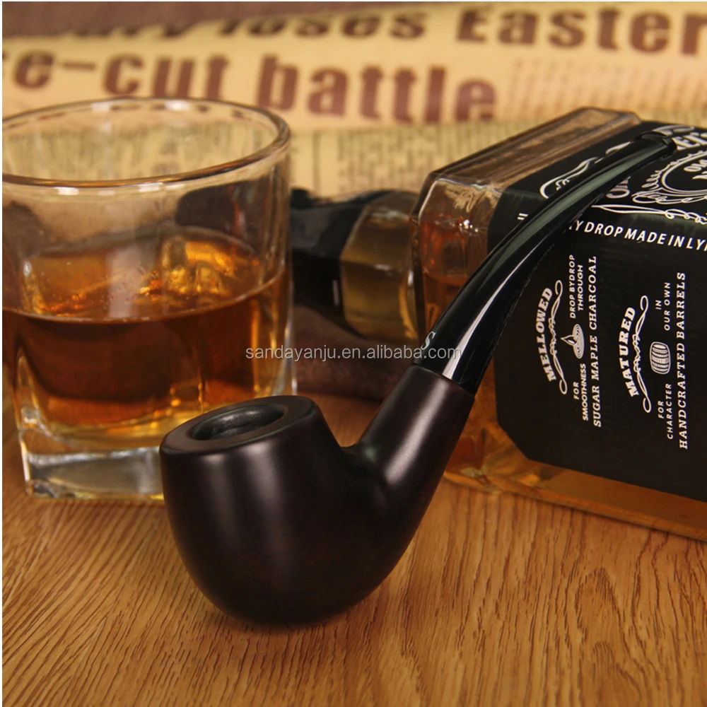 SANDA Ebony big-leaf pipe classic style tobacco pipe Gift Cleaning Tools SD-109B