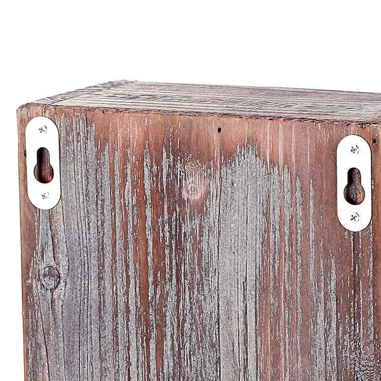 6-Slot Rustic Wooden Wall Mounted Vertical Storage Sunglasses Display Case Stand