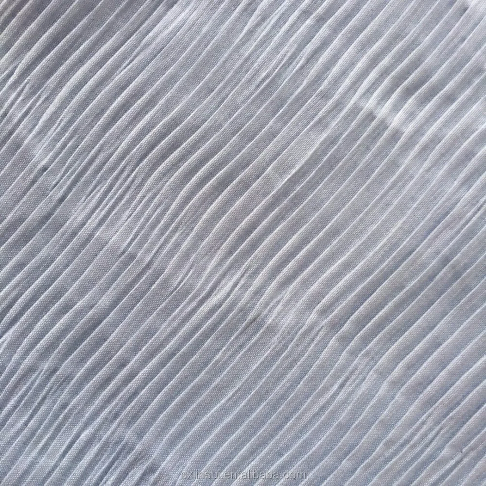 china cheap 100% polyester dyed plain crushed pleated fabric for hometextile