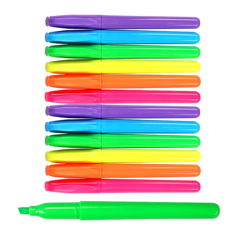 
Pack of 12 chisel tip assorted colors private label highlighter pen 