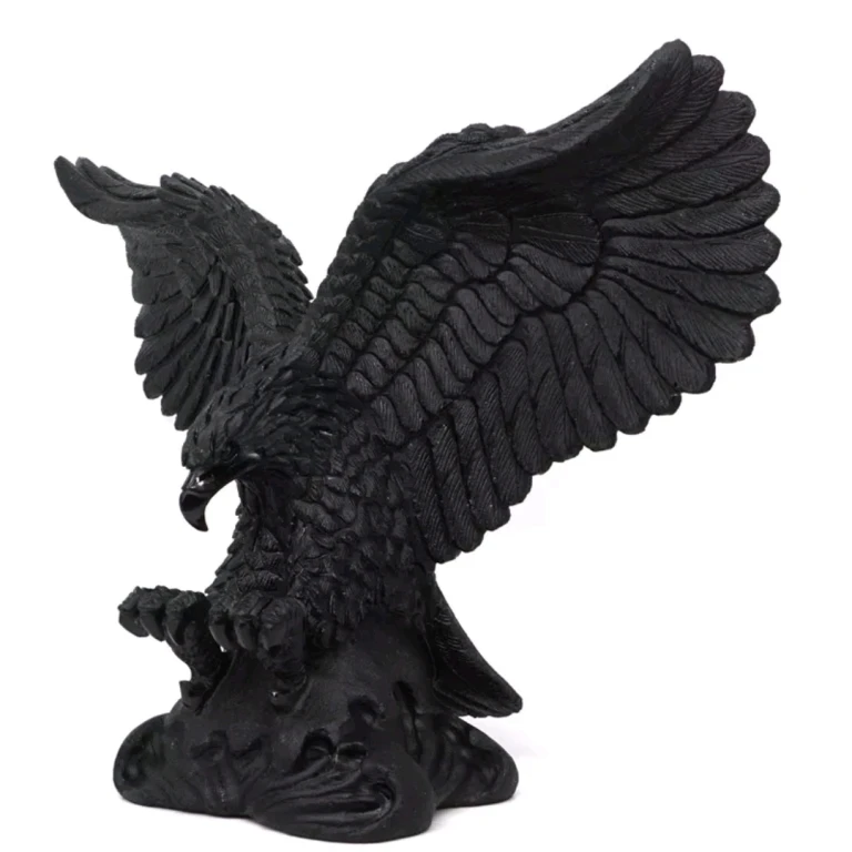 Natural Black Obsidian Crystal Carving Craft Quartz  Crystal Carved Eagle Decoration