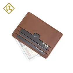 Super slim light custom cardholder 100% full-grain genuine leather card holder rfid blocking card wallet with 5 cash slots