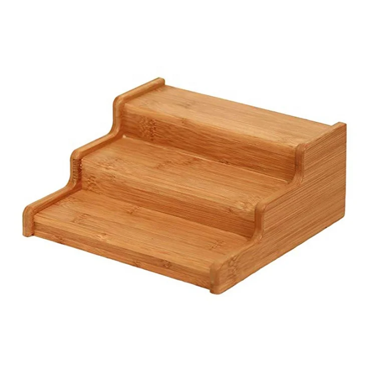 Hot Sale Unique Design Kitchen Classics 3-Tier Expandable Bamboo Spice Rack Step Shelf Cabinet Organizer
