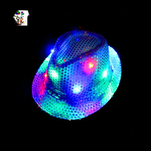 Cheap Burlesque Party Fancy Dress Costume Led Flashing Lightup Sequin Hats HPC-3309