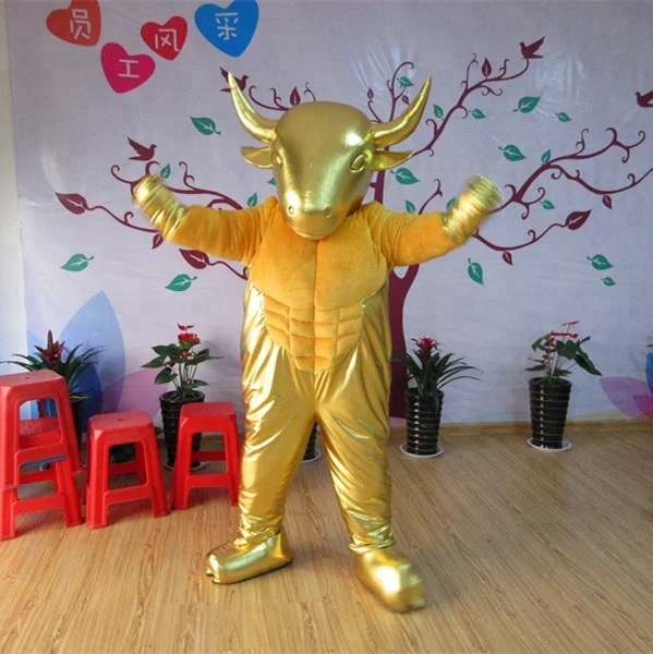
Adult unisex animal golden bulls mascot costumes 