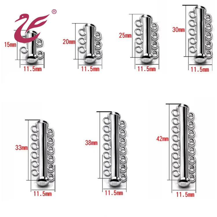 bracelet slide gold plated necklace pearl button zircon fashion multilayer buckle diy accessory clasps 925 sterling silver clasp