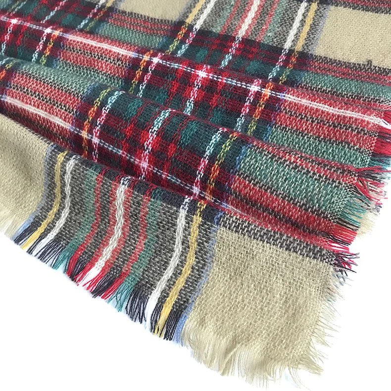 Cashmere Like 140CM Checked Pattern Lattice Square Scarf