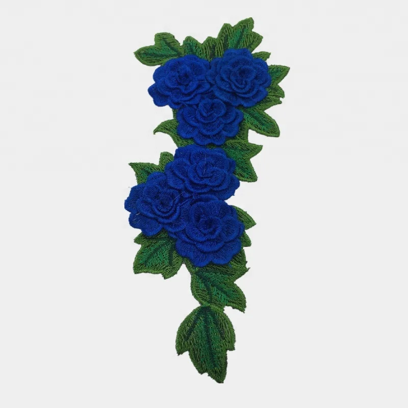 3D Deep Red Rose Flower Patch Embroidery Iron On Applique Patch For Clothing Craft Repair Sticker for Dress Hat Bags