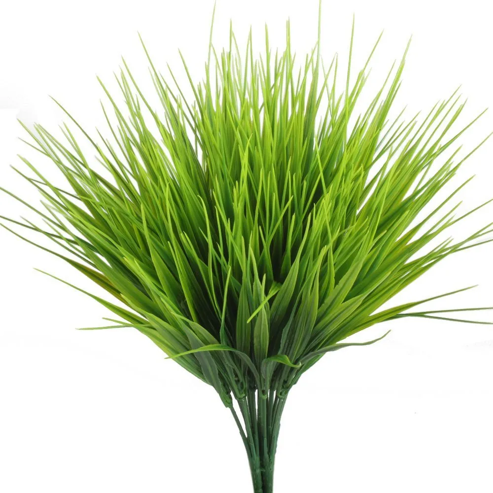 Artificial Plants Faux Plastic Wheat Grass Fake Leaves Shrubs Simulation Greenery Bushes Indoor Outside Home Garden Decor