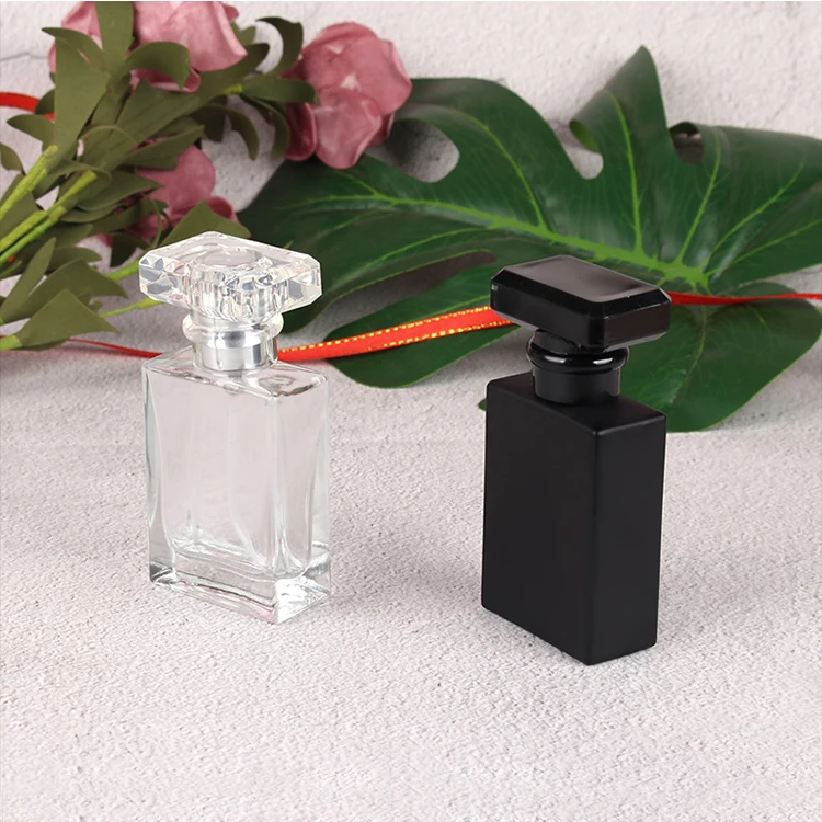 30ml 50ml Empty Black Clear Luxury Beautiful High Quality Rectangle Shape Empty Spray Botol Parfum Glass Perfume Bottle