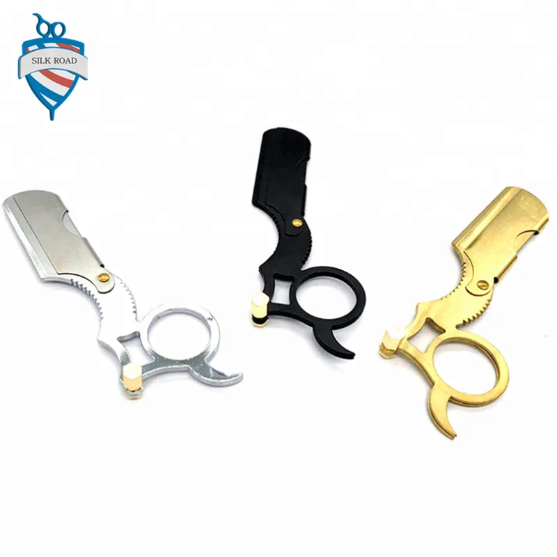 New professional double finger straight shaving razor with ring