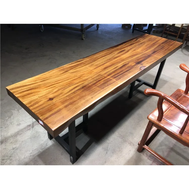  Rose Gold Color Stainless Steel Base Modern Wood Large Dining
