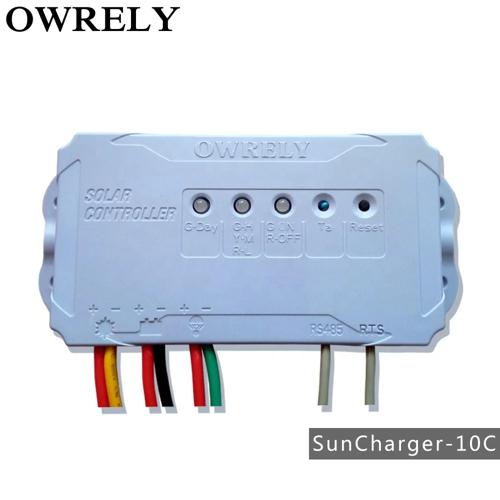 Owrely PWM 10A 12/24V Solar Charge Controller for Solar Power System with 485 Port