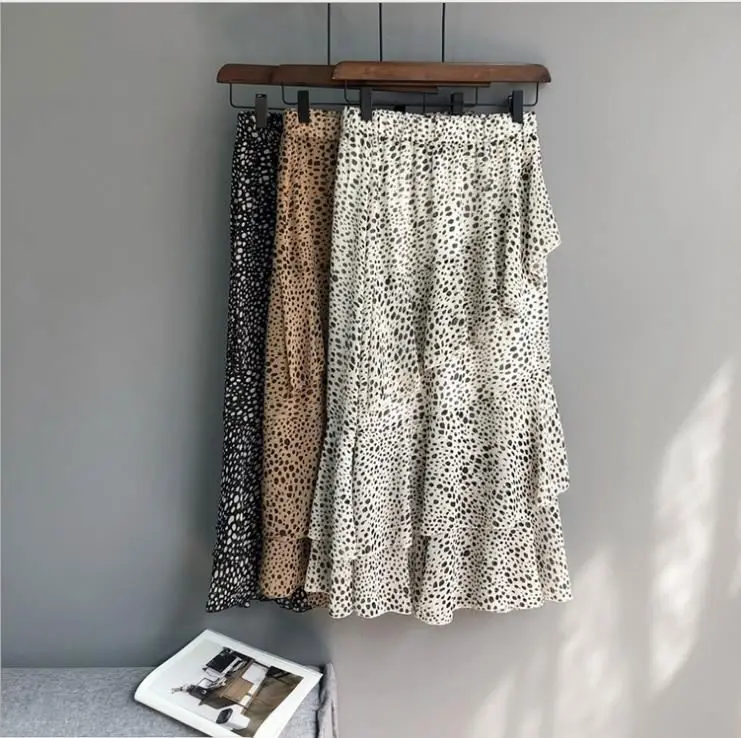 Modern style spring new irregular small stone pattern high waist medium long cake skirt half-length skirt