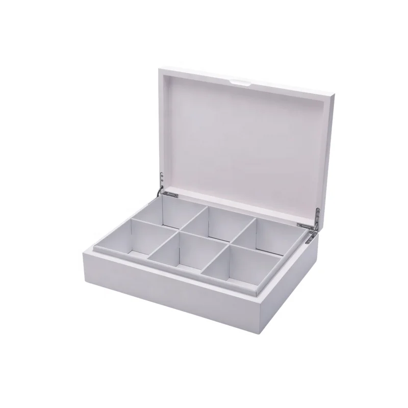 custom black luxury 6 compartments wooden tea bag gift packing box