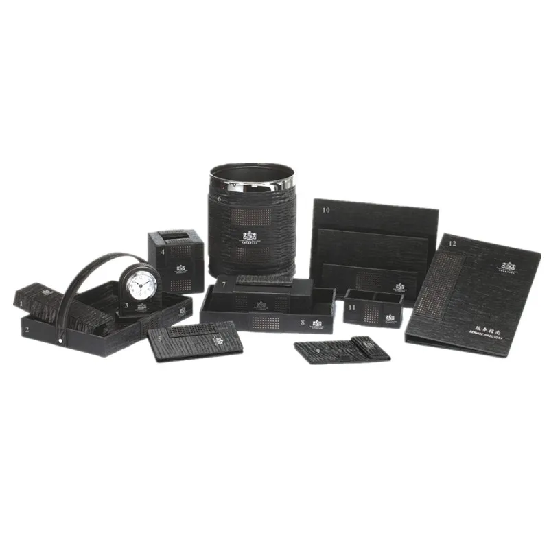 China Custom Leather Desktop Hotel Supplies Leather Sets for Hotel