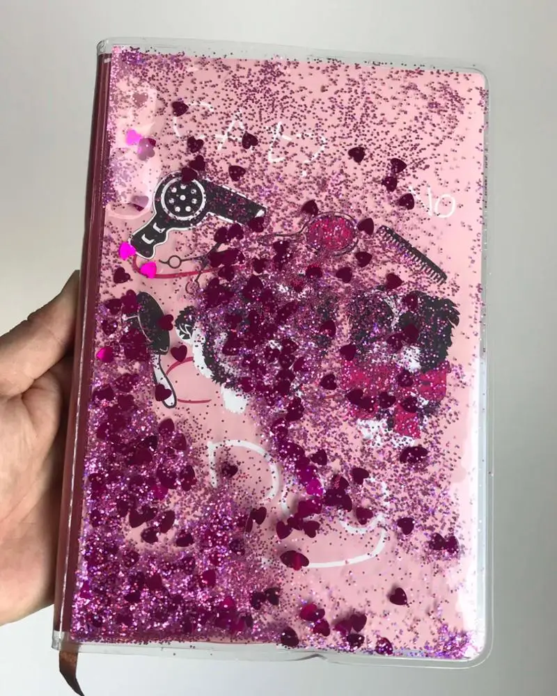 Мягкий прозрачный чехол-книжка из ПВХ и пластика с блестками для школьников