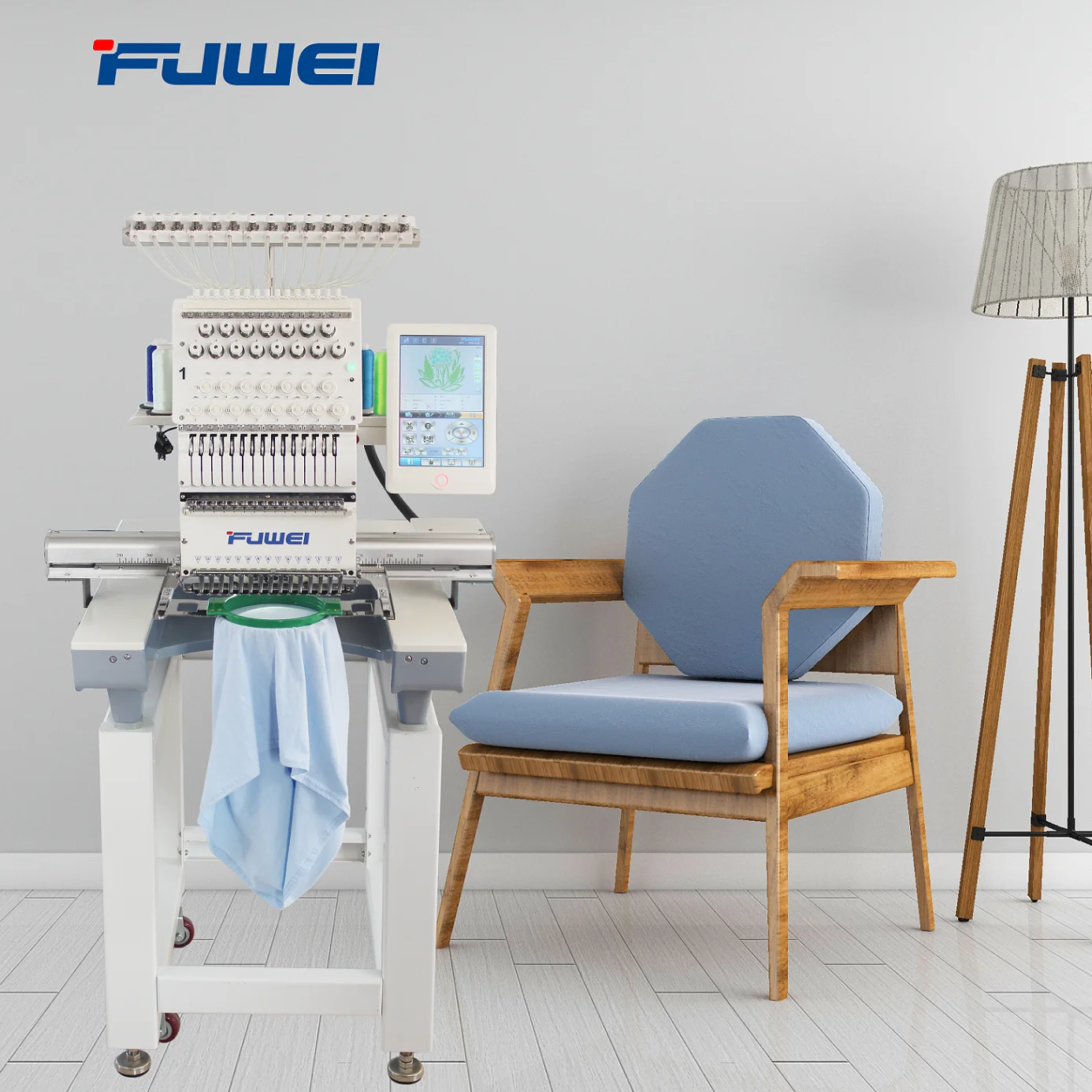  Машина для вышивки плоских футболок 1 головка 15 игл