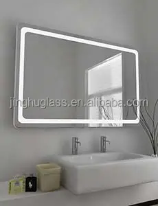 Hotel Fashion Waterproof LED Bathroom Light Mirror Wall Mounted Magnifying Aluminum Glass Rectangle Oval Framed 4mm 5mm
