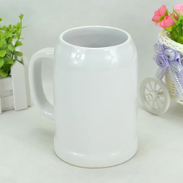 Customized logo classical white ceramic mug beer stein for Germany