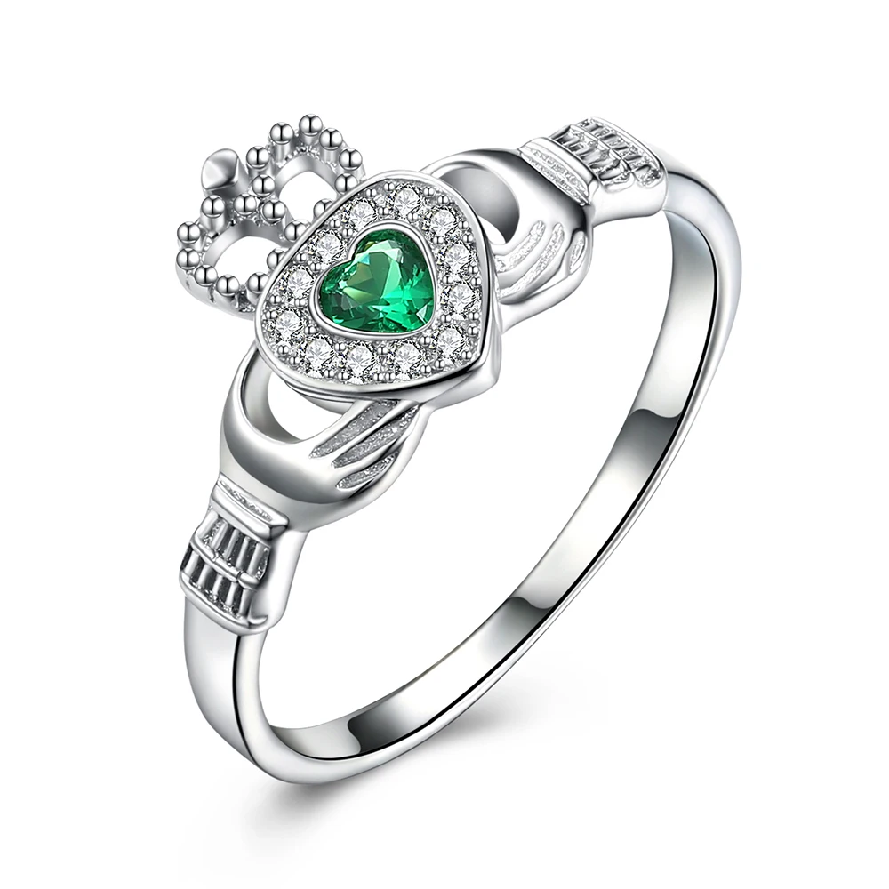 High quality jewelry 925 silver engrave claddagh ring