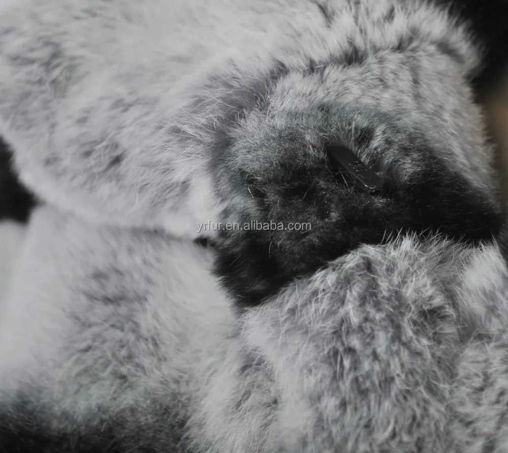 YR441 Classic Chinchilla Dyed Luxury Genuine Rex rabbit Fur long Winter coat