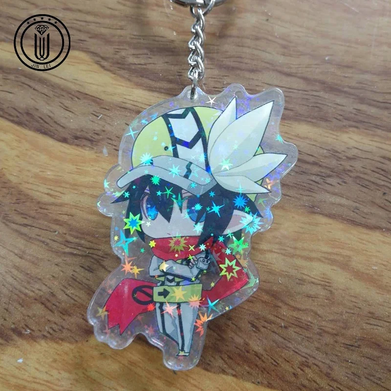 
Custom Shaped characters keychain anime acrylic charms with glitter epoxy or hologram 