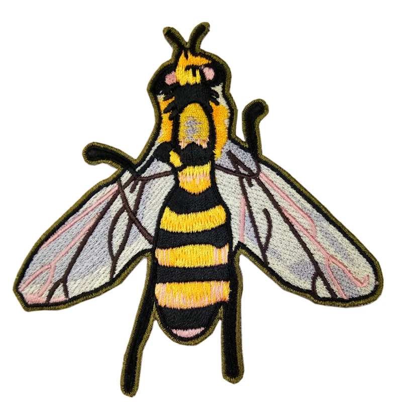 Пользовательские Уникальный летающих насекомых Нечеткие Bumble Bee железо на вышитая аппликация патч