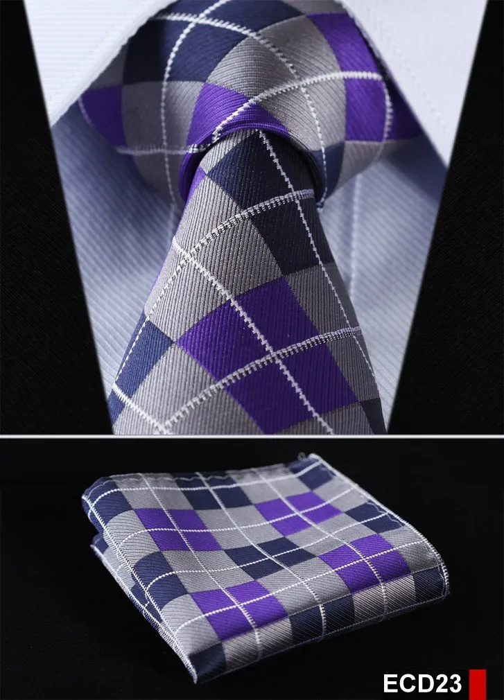 Men Tie Necktie Pocket Square Handkerchief Set Suit ECD11